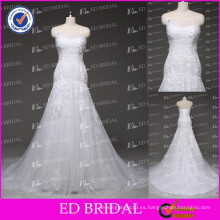 Sparkling Mermaid Lace Bodice drapeado lentejuelas vestidos de boda de espalda baja China